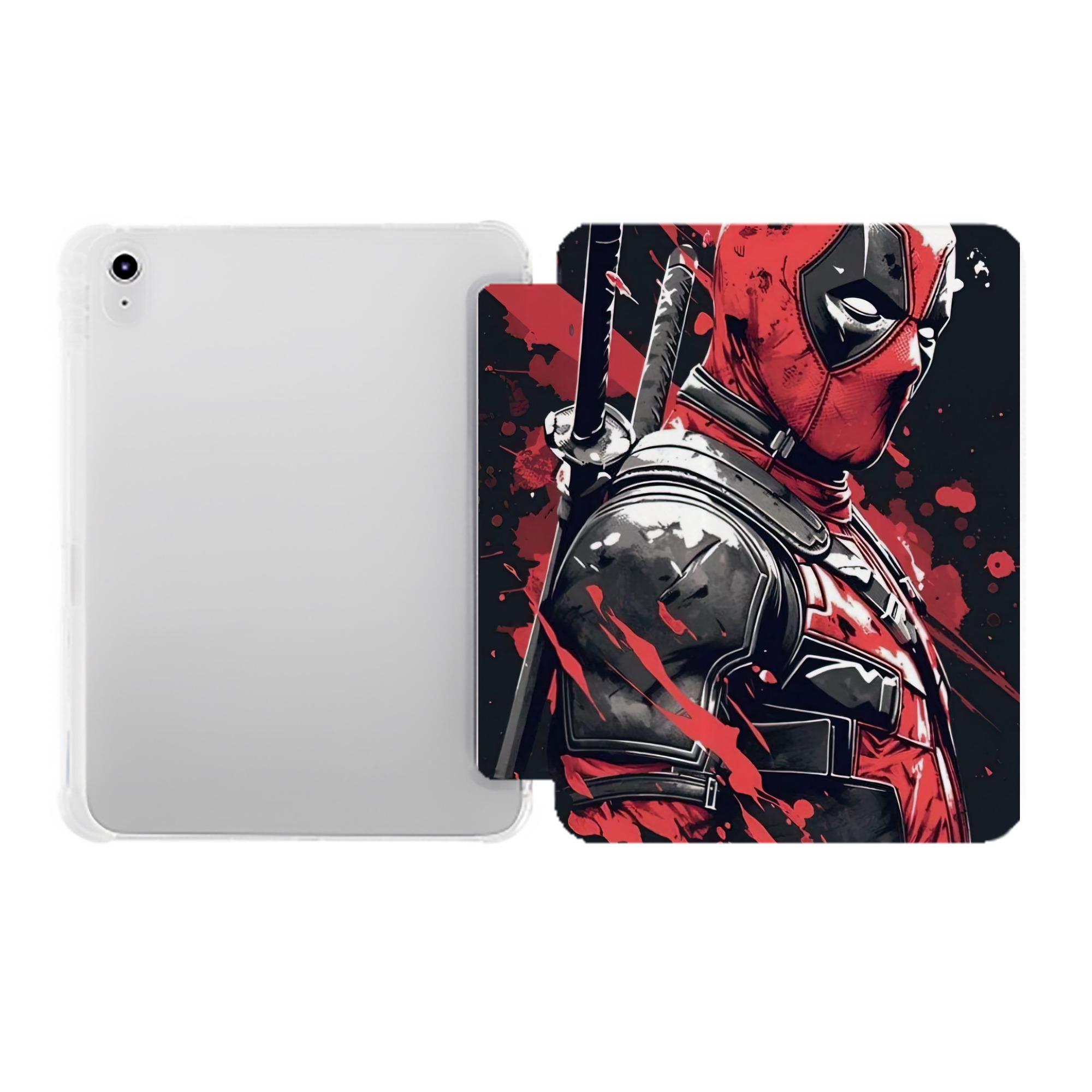 （画像用） Deadpool デッドプール IPad ケース ペン収納付き 三つ折りスタンド PUレザー×シリコン 対応機種9.5/10.5/10.9インチ